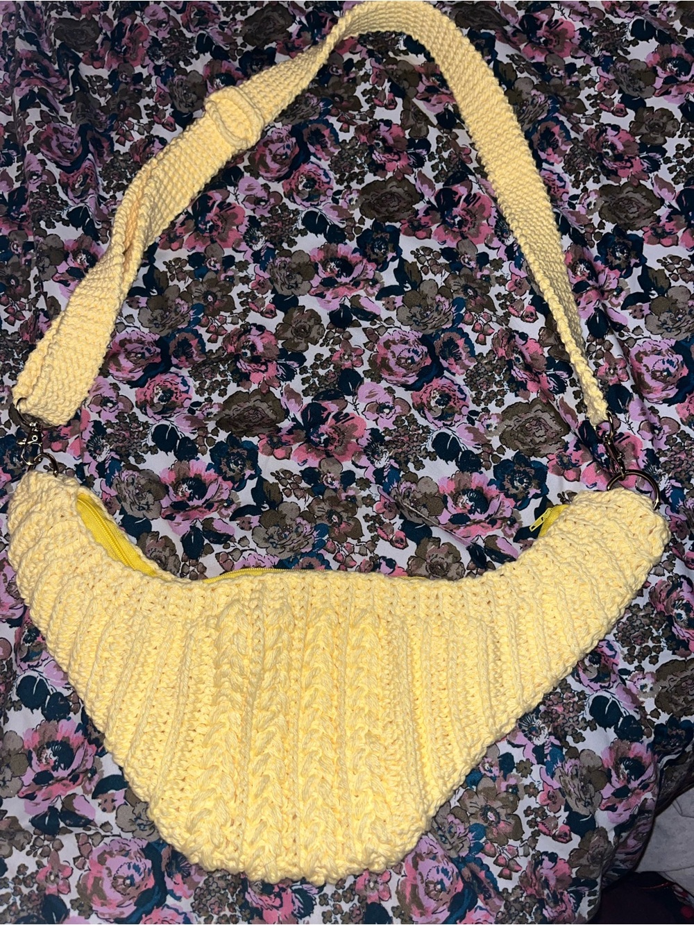 Yellow Crochet Sling/Crossbody Bag